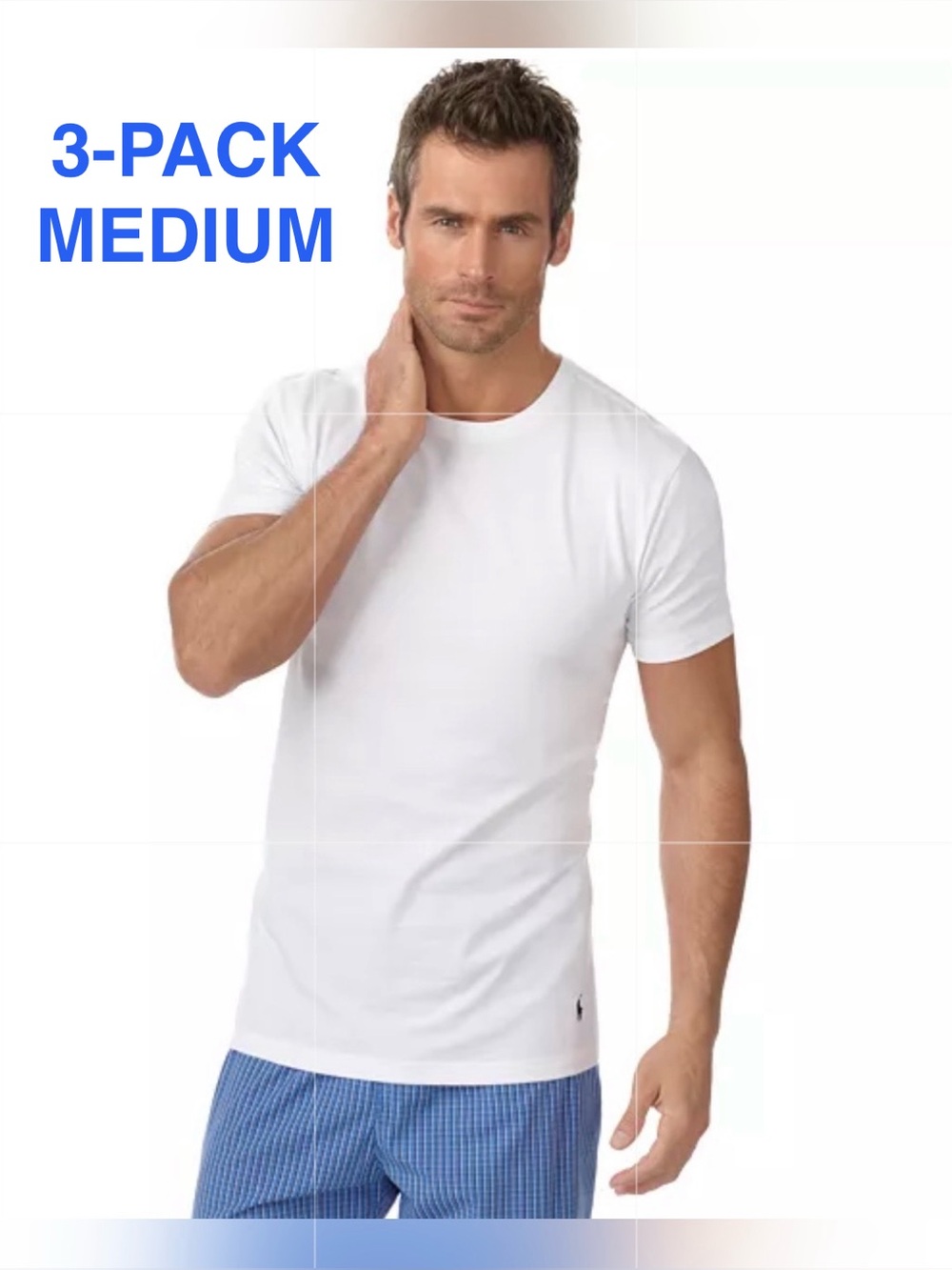 NEW Polo Ralph Lauren 3-Pack Classic Logo Embroidered Crewneck T Shirts Sz M